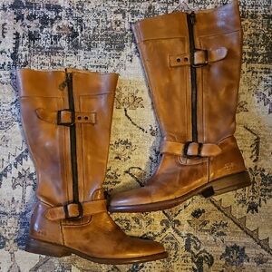 BED|STU Tan Leather Moto Boots